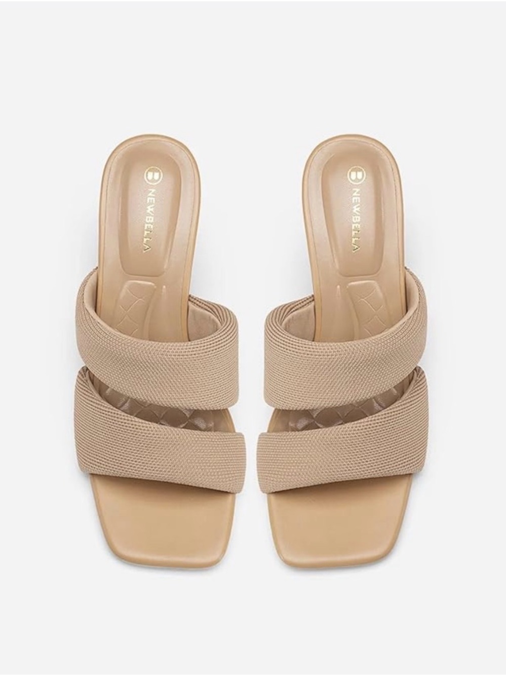 Newbella Tan Mousse Fit Block Heeled Sandals - Size 5 NWT